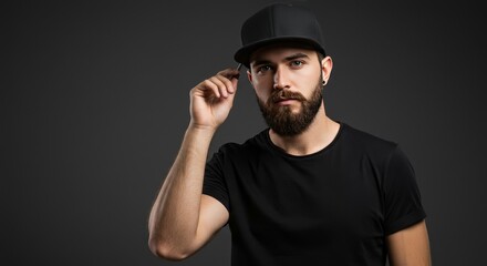 Photo Portrait of Bearded Man in Black