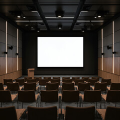 Fototapeta premium Modern conference room with brown seating for presentations
