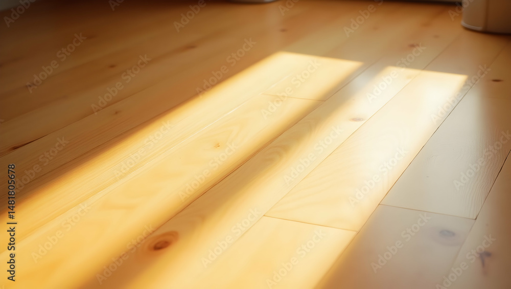 Aufkleber sunlight illuminating a light maple wood floor creating a warm and inviting atmosphere with natural 