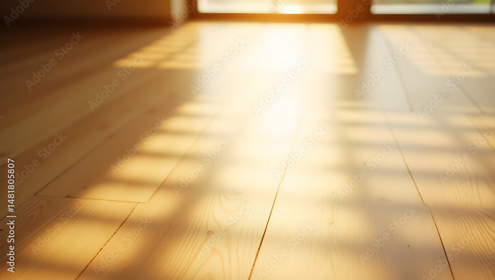 Poster sunlit maple, a warm and inviting ambiance with light maple wood flooring creating a bright and airy