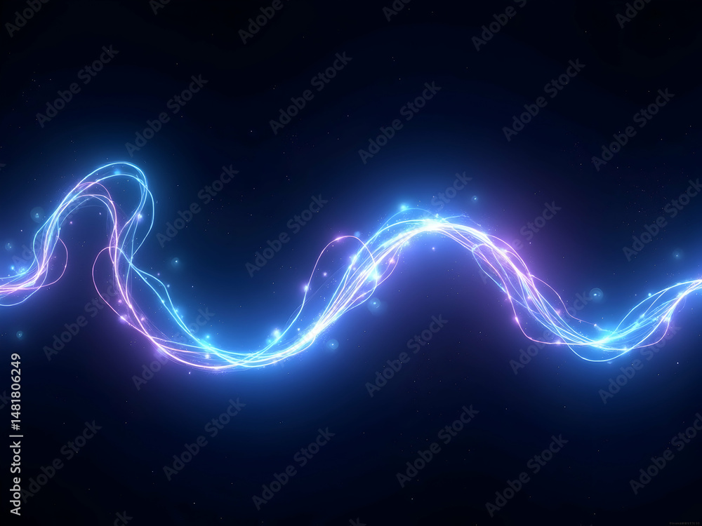 Poster swirling ethereal light ribbon undulates through the inky expanse, creating a mesmerizing display of