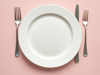 Simple Place Setting with White Plate and Silverware