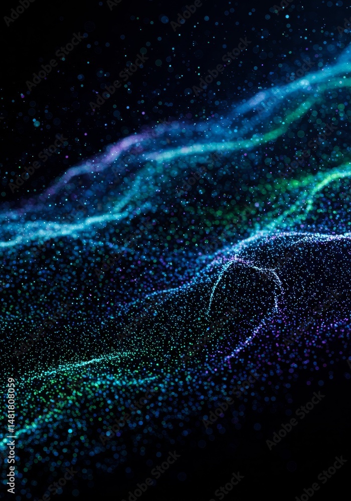 Poster abstract background 3d colorful particles wave
