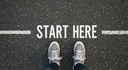 Photo Start Here Beginning New Journey on Asphalt Road