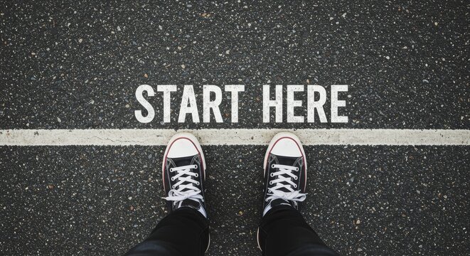 Photo Starting Line New Beginning Journey Start Here