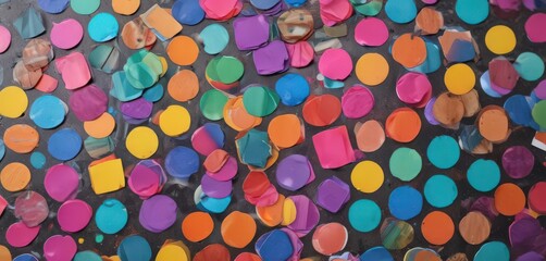 Colorful round & square stickers, diverse textures, texture, adhesive