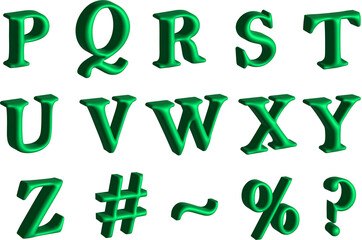 Vibrant 3D Text Effects – Premium Green Beveled Capital Letters Ideal for logos, titles, and emphasis work for: Social media headers ads Print designs Any project needing bold, dimensional text