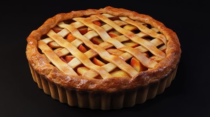 Homemade Peach Pie With Lattice Crust. Rustic Dessert Perfect For Holidays Or Any Time.