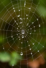 Fototapeta premium spider web with drops of water on it
