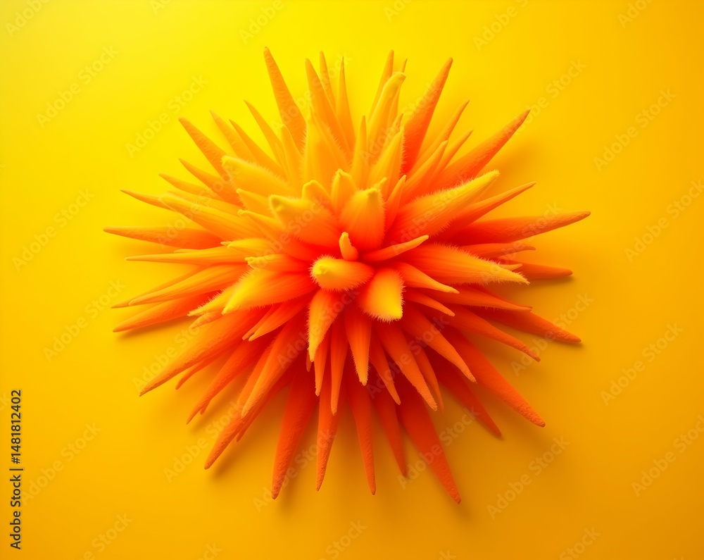 Poster vibrant organic form with warm gradient dust burst creating a mesmerizing display of color and textu