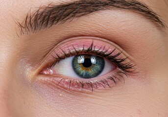 Obraz premium Realistic Photo of a Hazel Eye with Makeup