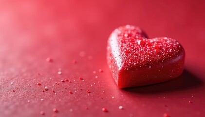 Obraz premium Romantic red heart shaped Valentine's Day candy, close-up view , heart, red, chocolate