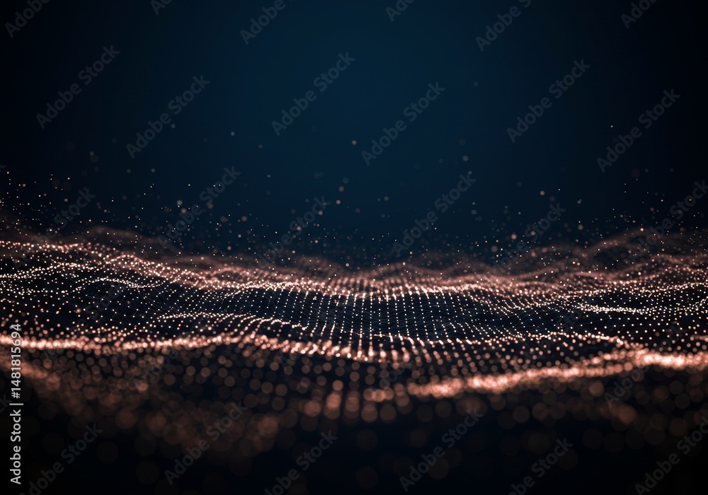 Poster abstract background 3d orange particle wave