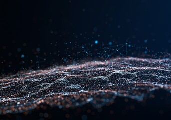 Abstract Background 3D Orange Blue Particles Wave
