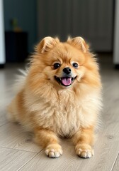 Photo of Pomeranian Dog Lying on Wood Floor