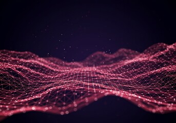 Abstract Background 3D Red Digital Wave Particles