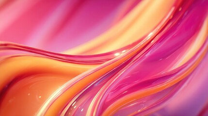 Abstract, vibrant, flowing shapes of  pink and orange