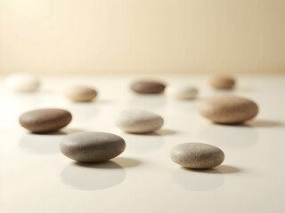 Zen Harmony, A Serene Arrangement of Natural Spa Stones Evoking Calmness and Relaxation, Perfect for Wellness, Meditation and Mindful Living Concepts