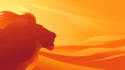 Feline silhouette overlooks a warm desert landscape with dunes