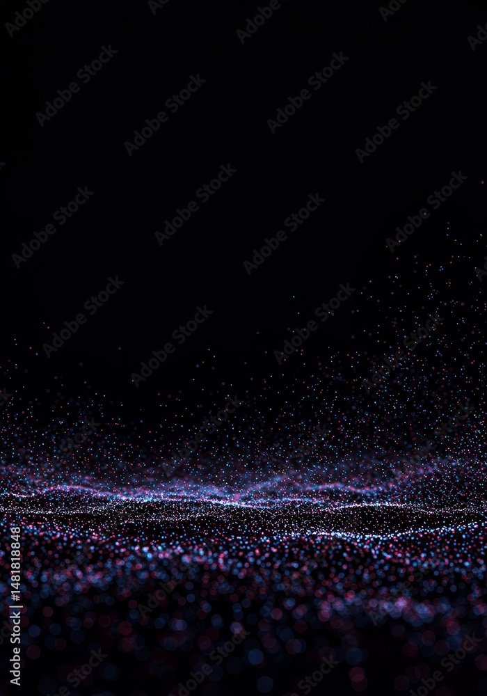 Poster abstract background 3d render digital particles colorful glowing dark