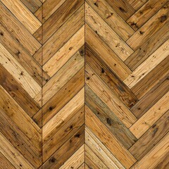 Chevron Pattern Wooden Floor Texture – Natural Oak and Walnut Finish