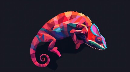 Colorful Chameleon in Polygonal Style (2)