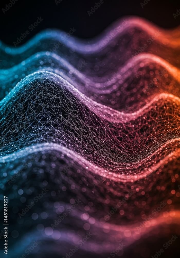 Poster abstract background 3d render digital wave particles