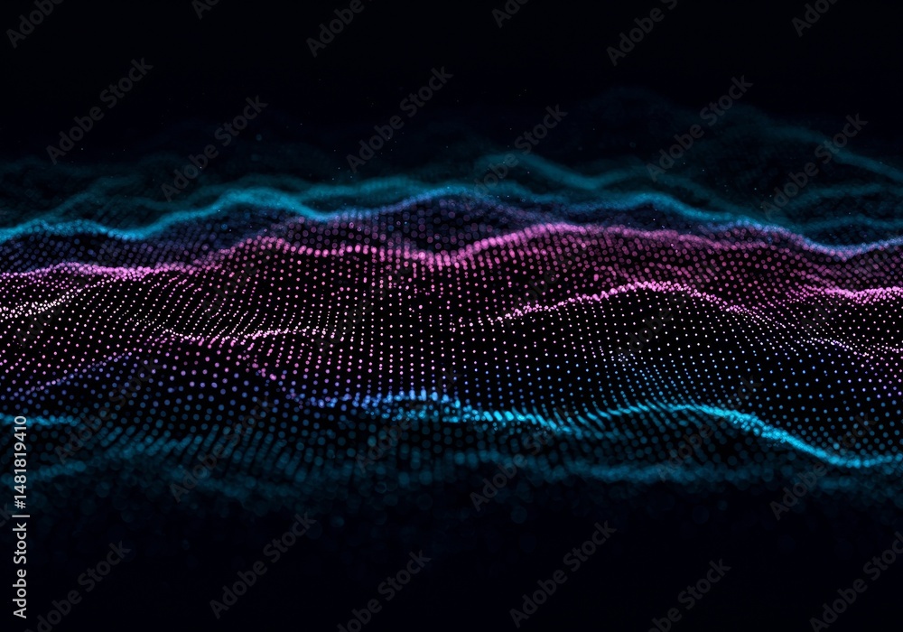 Poster abstract background 3d render digital wave particles