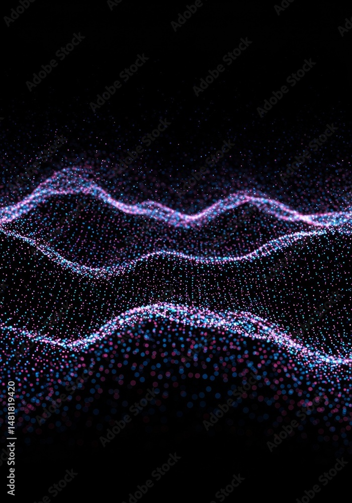 Poster abstract background 3d render digital wave particles