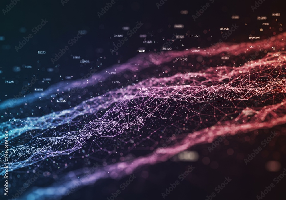 Poster abstract background 3d render digital wave particles