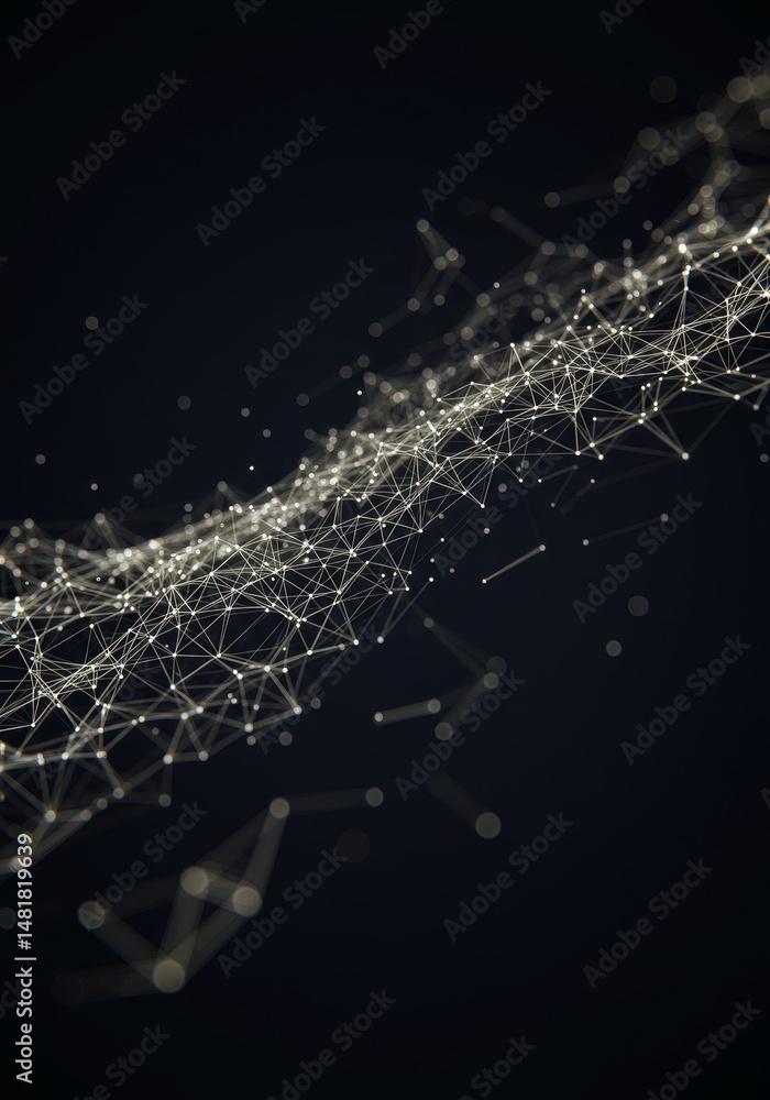 Poster abstract background 3d render glowing particles on dark