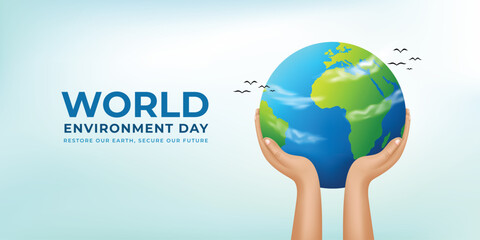 World Environment Day Illustration with Globe and Hands