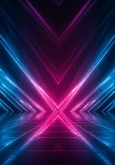Abstract Background 3D Render Neon Lights Blue Pink