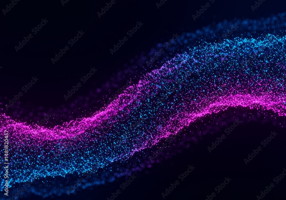Poster abstract background 3d render pink blue particle wave