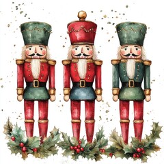 Three nutcrackers, festive Christmas, holiday