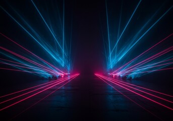 Abstract Background 3D Render Pink And Blue Neon Lights