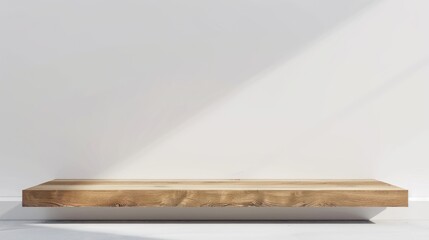 Simple Wooden Shelf Against White Wall