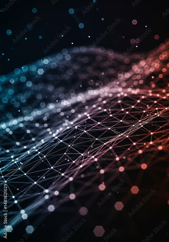 Poster abstract background 3d render red blue network