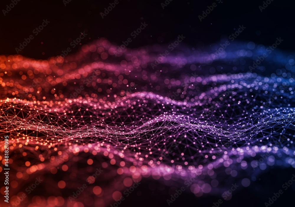 Aufkleber abstract background 3d render red blue particle wave