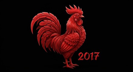 Pixel Art Red Rooster Illustration 2017