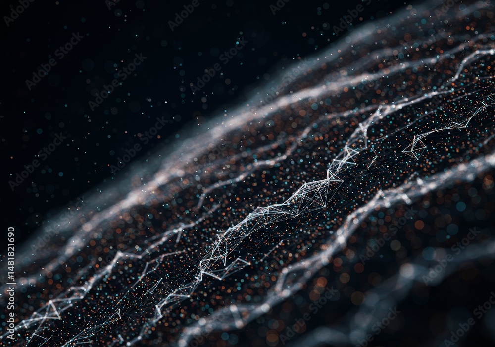 Poster abstract background 3d rendered dark particles