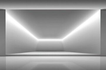 Modern Interior Lit With Fluorescent Ceiling Light