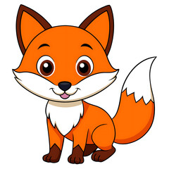 Obraz premium Cheerful Cartoon Fox Sitting Orange Fur Big Eyes