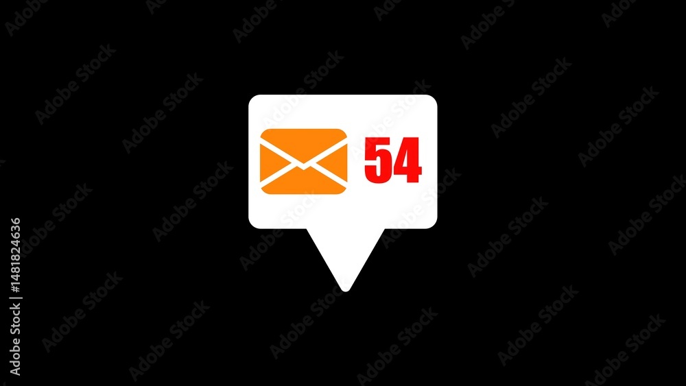 Poster email notification alert with 54 unread messages illustrating digital communication and internet con