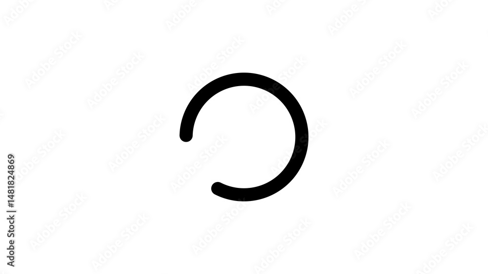 Poster simple black circular loading icon representing process and progress isolated on white background fo