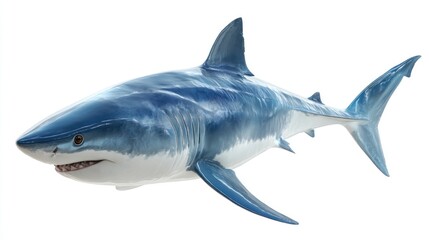 Obraz premium Great white shark, isolated on white background