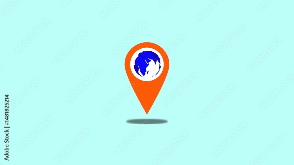 Aufkleber a stylized globe icon embedded within an orange location pin representing worldwide destinations and