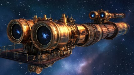 Steampunk Airship in Cosmos: A Journey Through Galaxies