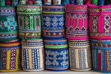Colorful Woven Baskets A Vibrant Cultural Display