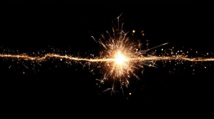 Sparkling burst of light against black background